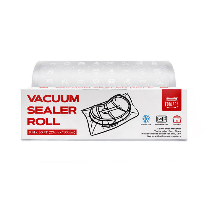 Forjars® Vacuum Sealer Roll (8-inch) - Textured on Both Sides, 7.5 Mil Thickness