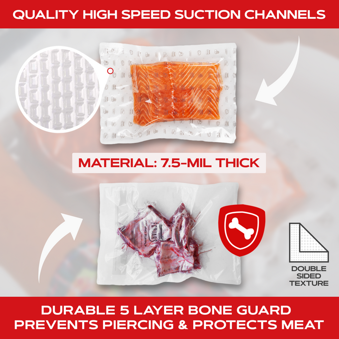 Vacuum Sealer Roll ( 11-inch)- Textured on Both Sides, 7.5 Mil Thickness