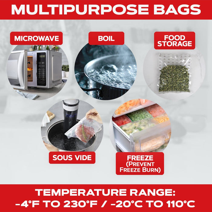 Forjars® 200 Count 6x9 Vacuum Sealer Bags - Textured on Both Sides, 7.5 Mil Thickness
