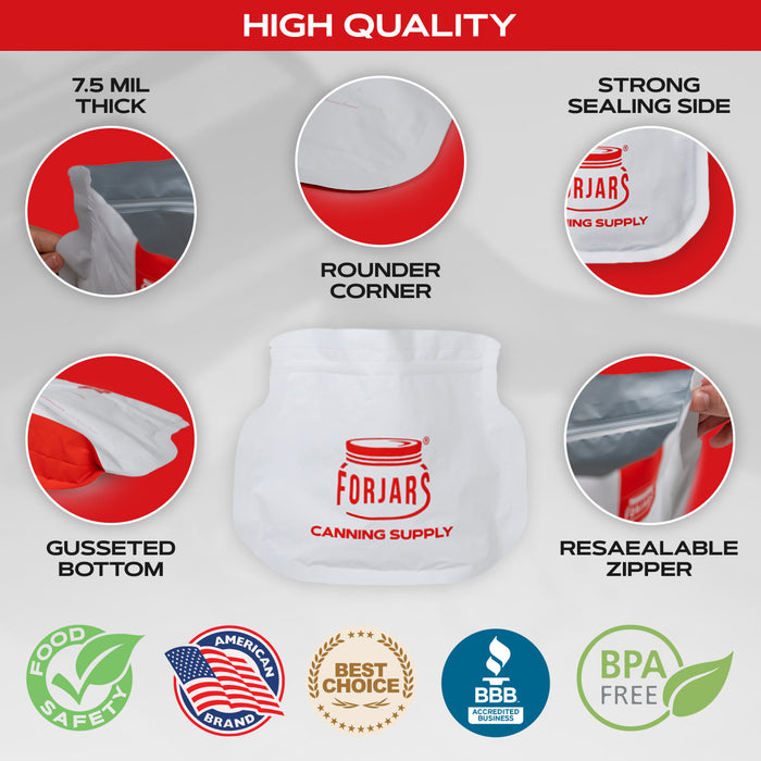 64oz Mylar Bags  — 50 Count   7.5 mil per side (≈15 mil total)