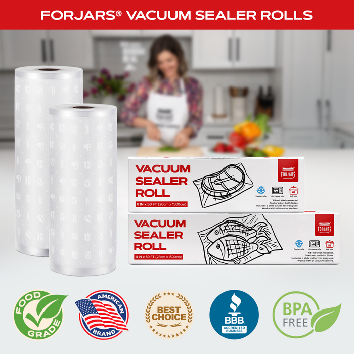 Vacuum Sealer Roll ( 11-inch)- Textured on Both Sides, 7.5 Mil Thickness