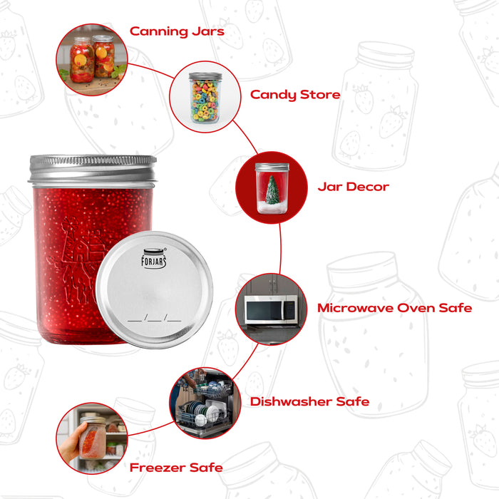 FORJARS® Premium Mason Jars – 16 oz (12-Pack) | Regular Mouth Glass Canning Jars