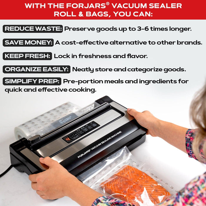 Forjars® 200 Count 6x9 Vacuum Sealer Bags - Textured on Both Sides, 7.5 Mil Thickness