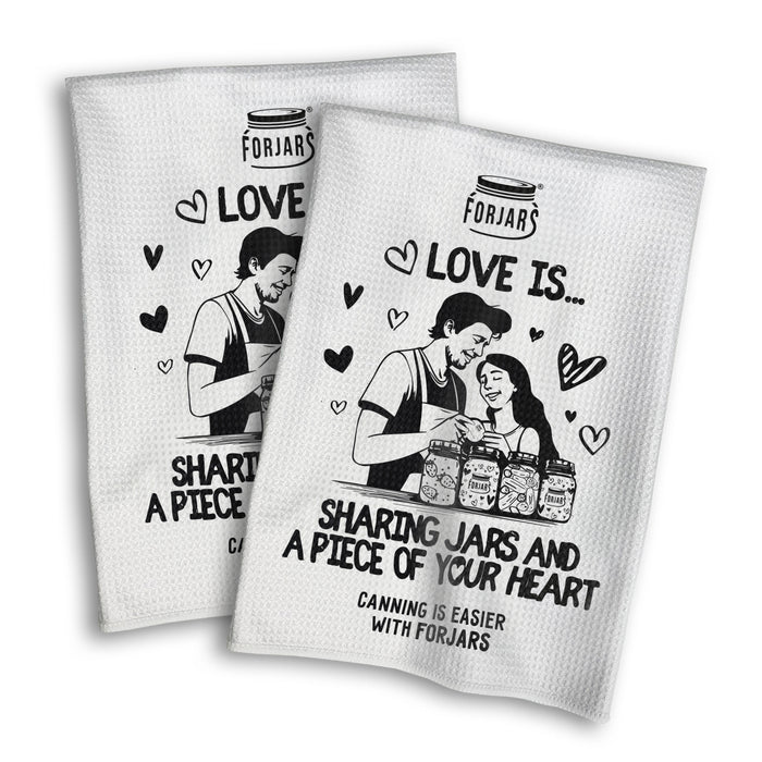 FORJARS® Waffle Towels – White with Printed Patterns (2-Pack)