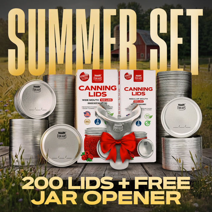 FORJARS® Summer Set – 200 Lids + FREE Jar Opener