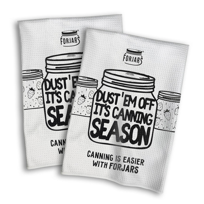 FORJARS® Waffle Towels – White with Printed Patterns (2-Pack)